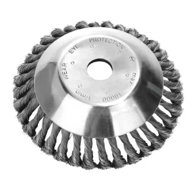 Disc perie din sarma de otel pentru motocoasa de umar Campion Altai CMP0625, diametru 150 mm / 6 inch, pentru curatarea buruienilor si pavajelor