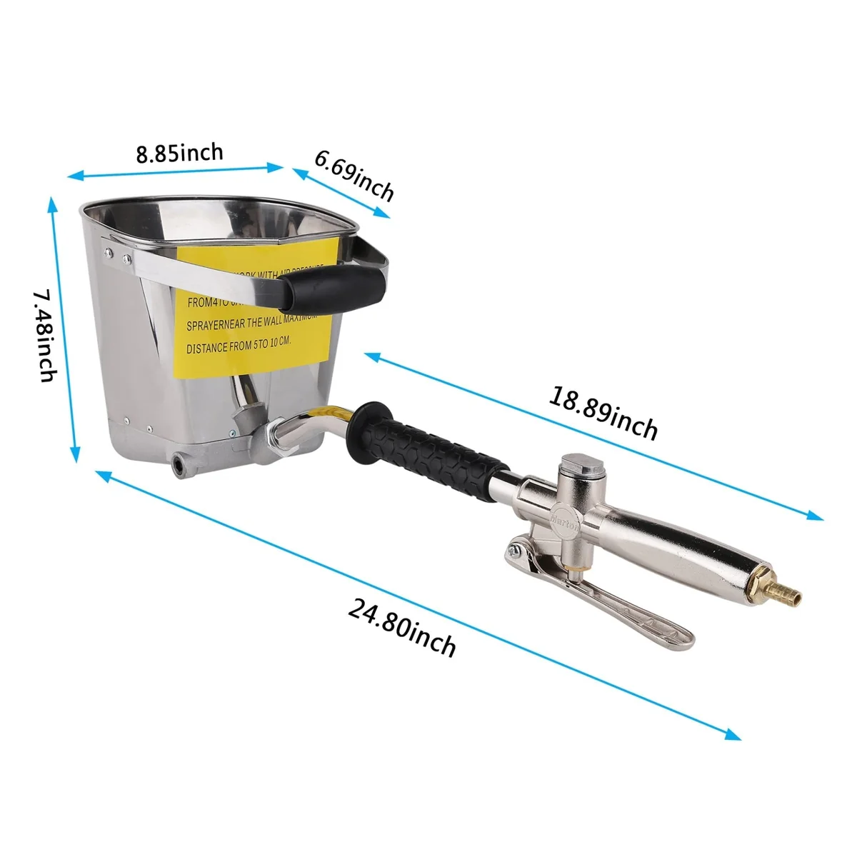 Masina de tencuit pneumatic cupa 4L, 4 duze, debit 50ml, presiune 8-10 bar, pentru mortar si ciment, KRAFTNER KF-4591