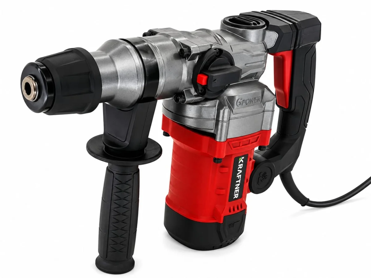 Ciocan rotopercutor 1800W, 7J, 1100rot/min, gaurire max 26mm, prindere SDS, cu 2 dalti, carbuni rezerva si cutie vaselina, KRAFTNER KF-9513