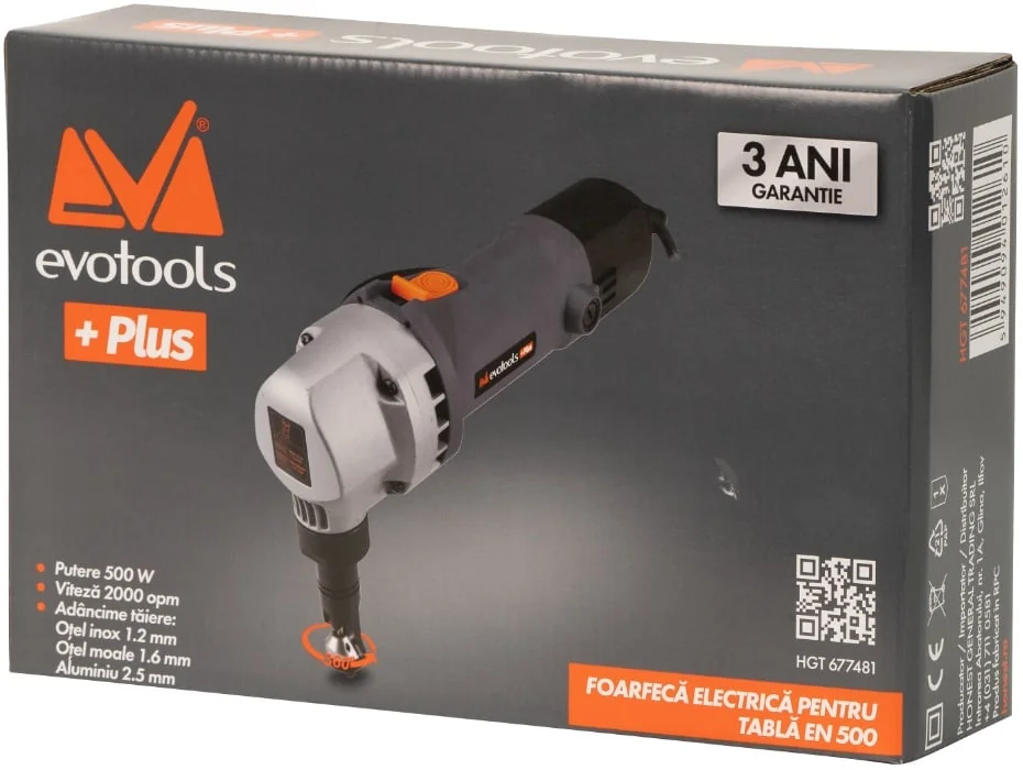 Foarfeca Electrica Pentru Tabla 500W, 2.5mm, 360 Grade, 2000 Curse/Min EN 500 EPTO, Evotools Plus 677481