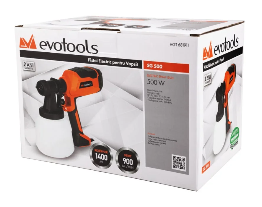 Pistol Electric Pentru Vopsit 500 W, 1400 Ml, SG 500 Epto Evotools 681911