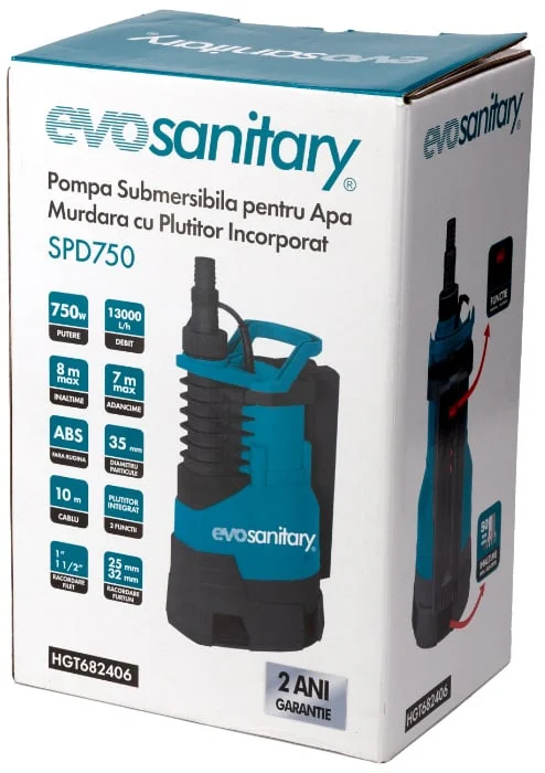 Pompa Submersibila Apa Murdara Cu Plutitor Integrat Sdp750, 750W, Evotools 682406