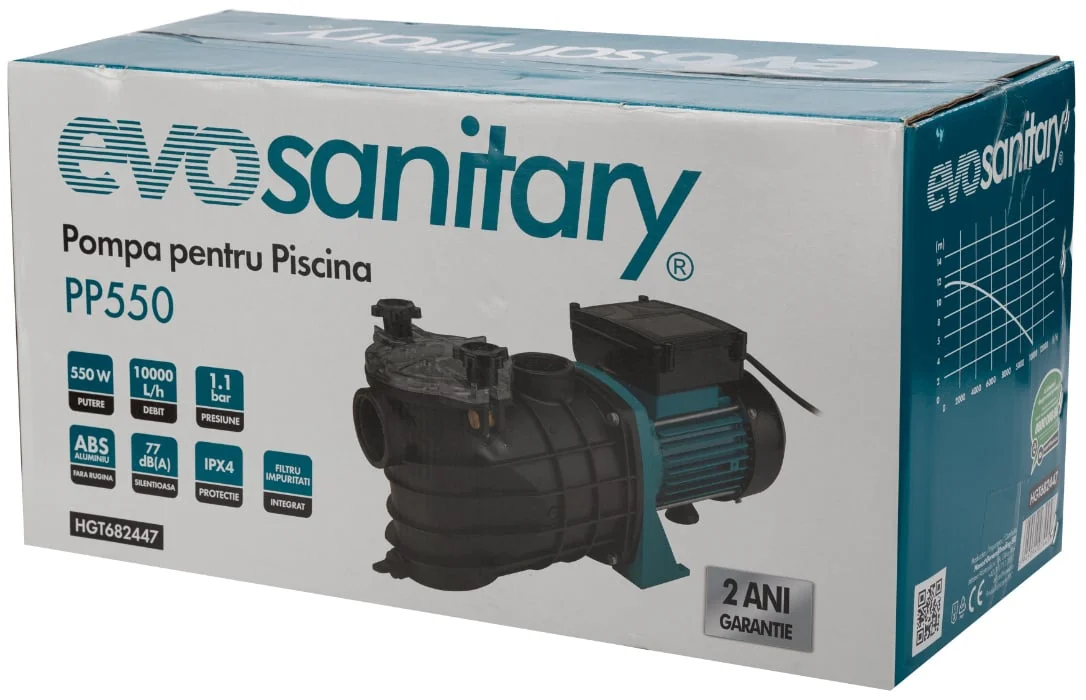 Pompa Apa Recirculare Piscina 550 W, PP550 Evotools 682447