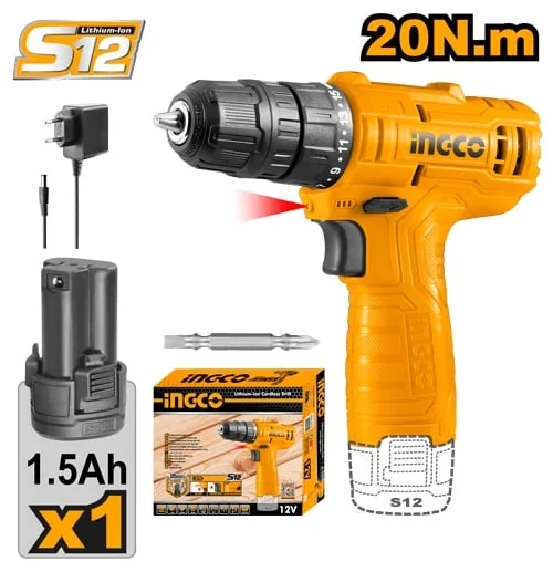 Mașină De Gaurit Și Înșurubat Autofiletantă Cu Acumulator 12V Super Select (S12), INGCO CDLI12415
