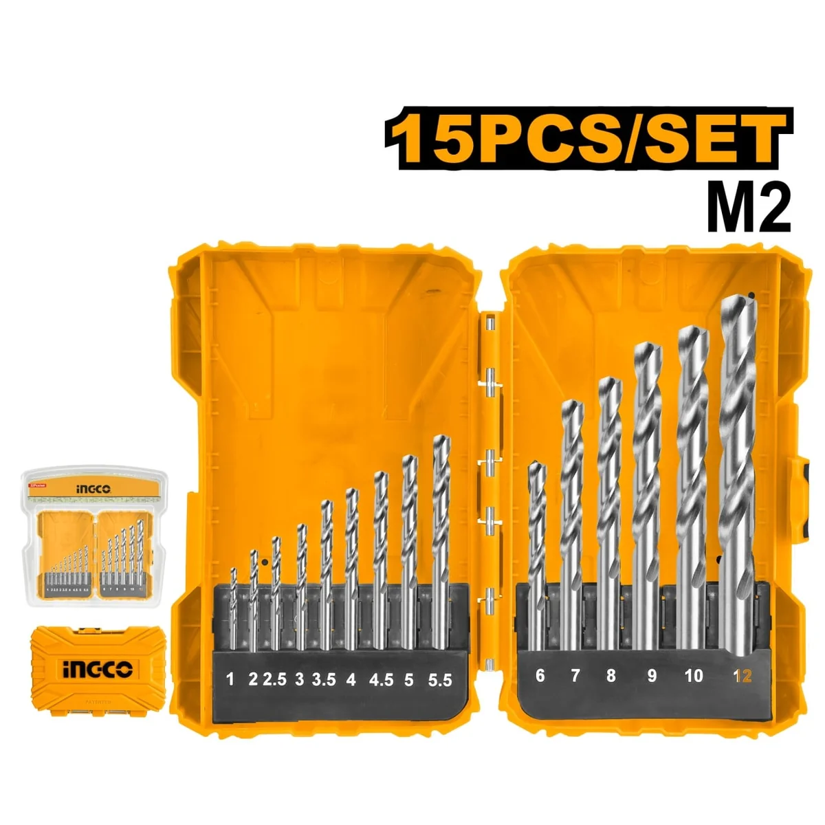 Set Burghie Metal 15 Buc M2 Hss Profesionale 1-12mm Ingco AKDL51502