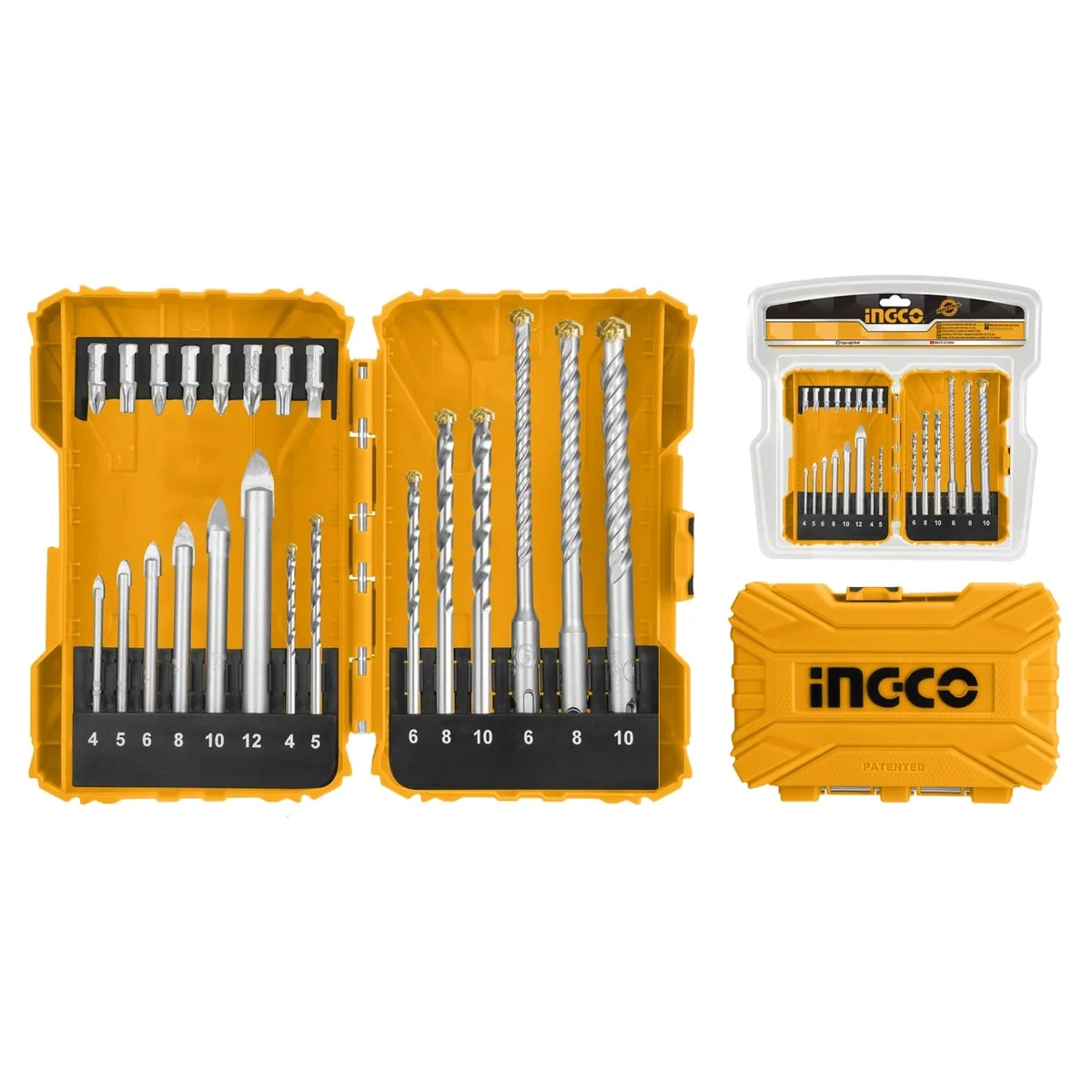 Set Burghie + Bit 22pcs, Sticla, Ceramice, Beton Ingco AKDL12201