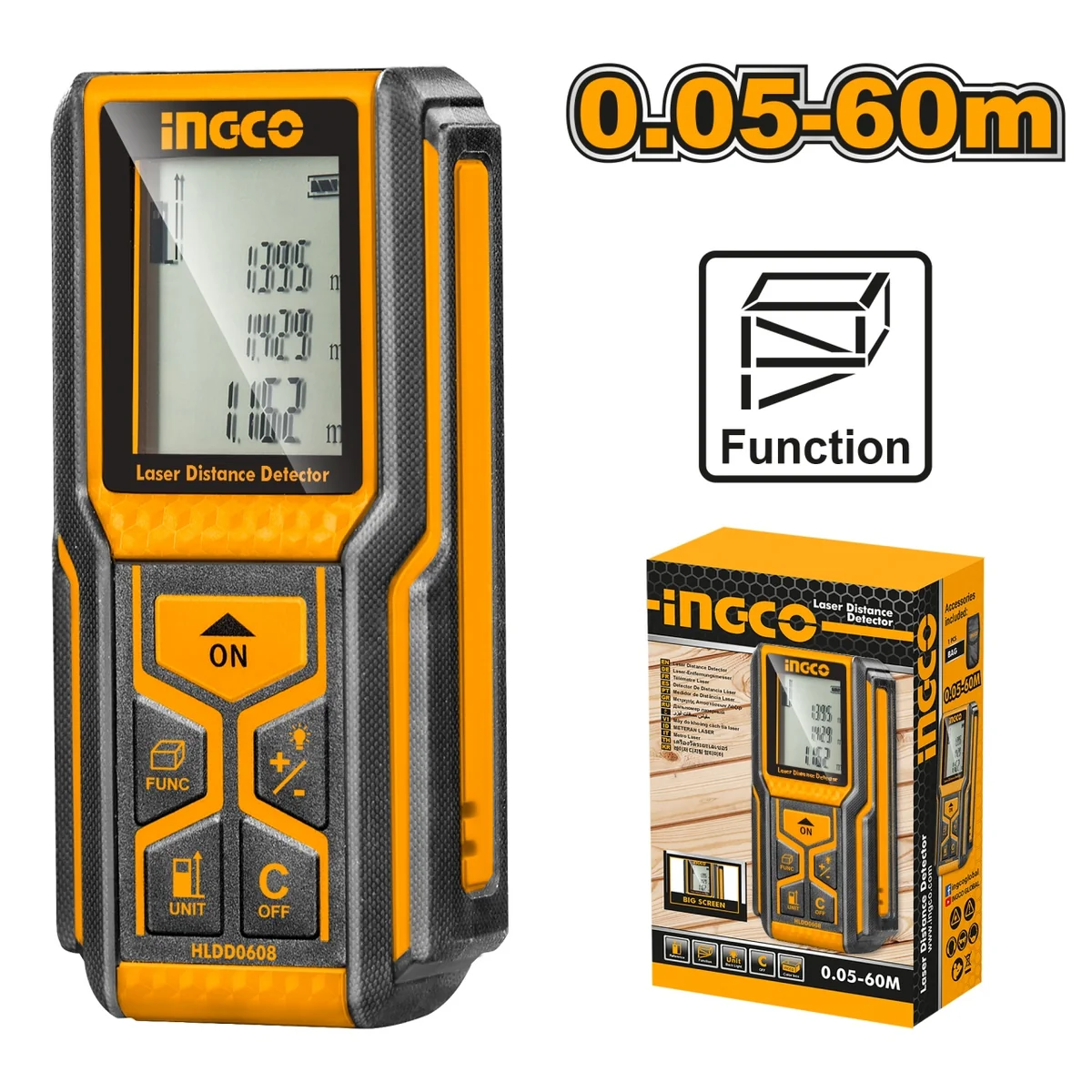 Aparat Masura Distanta Cu Laser 60M Telemetru Ingco Hldd0608