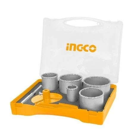 Set Carota Diamantată 5 Buc 33-83mm, Ingco AKCH0071