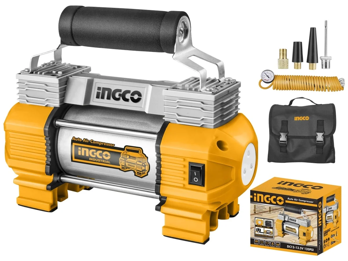 Compresor Aer Auto 12V Cu 2 Cilindri 8Bar, 120PSI Ingco AAC2508