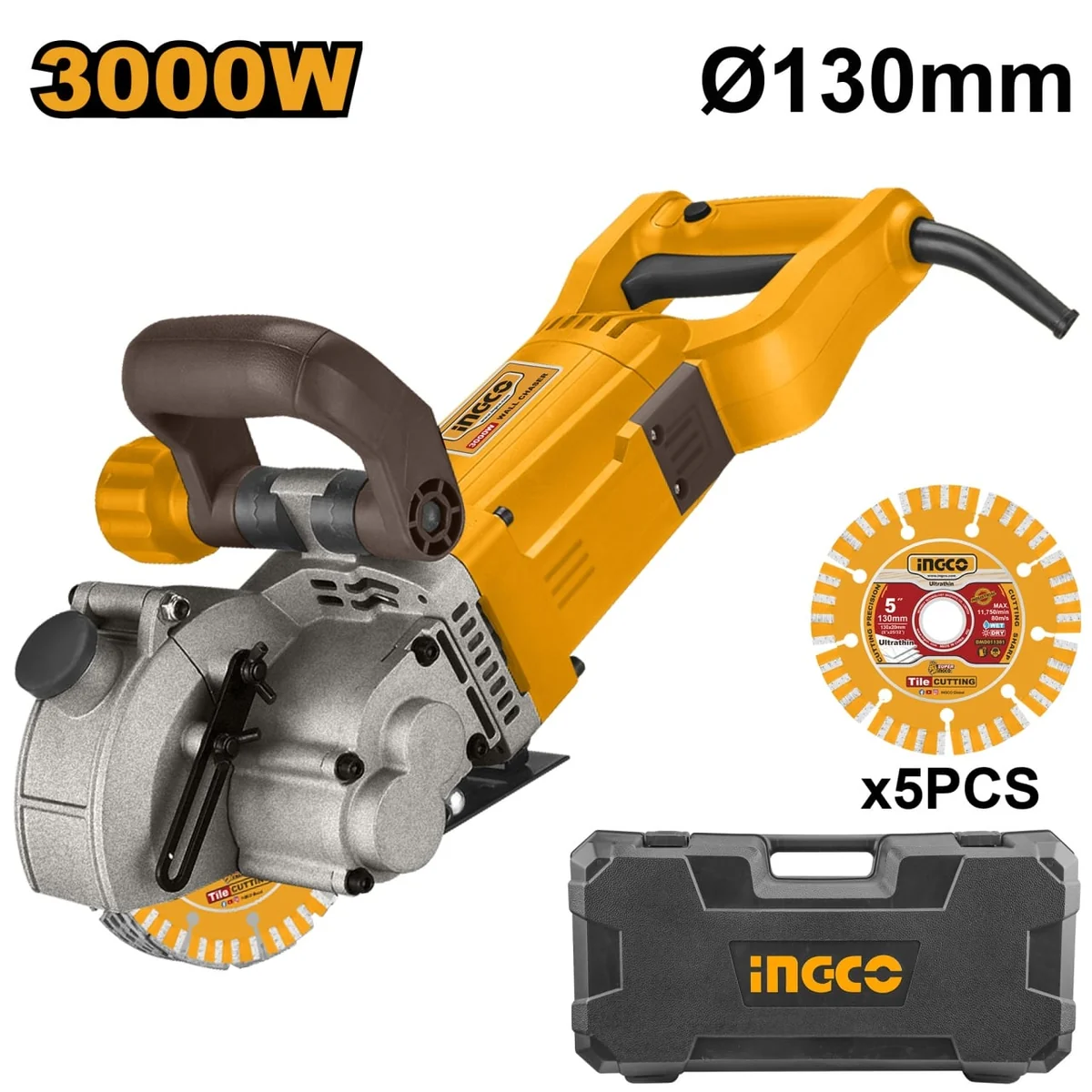Mașină De Tăiat Asfalt Beton Frezat Caneluri 3000W, 130mm, 7000rpm Ingco WLC30001