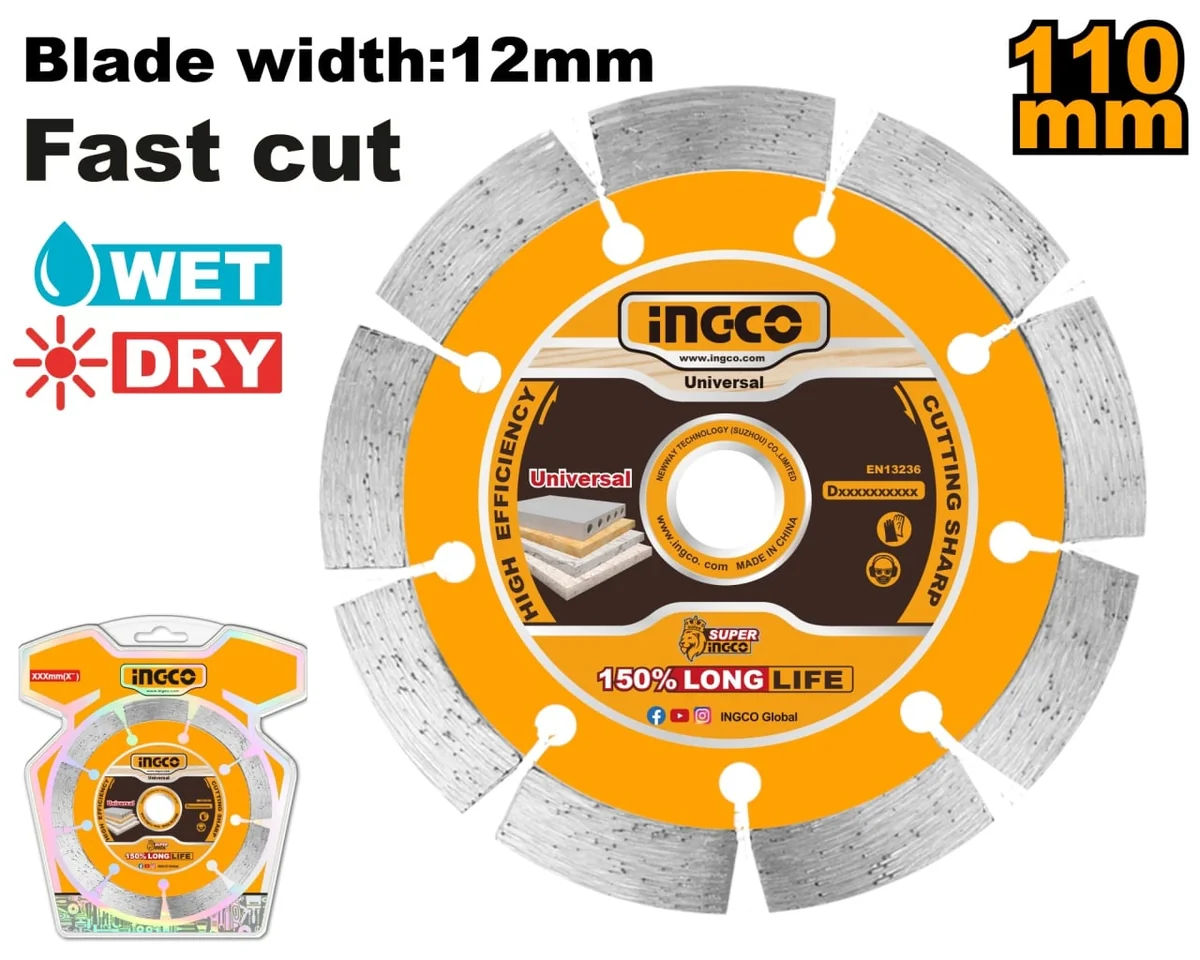 Disc Diamantat Segmentat 130mm Compatibil Cu WLC30001, Ingco DMD011301