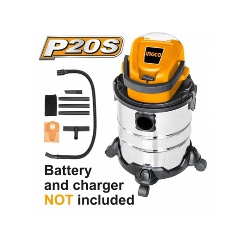Aspirator 20V Industrial Metal 20L - Fara Acumulator Ingco CVLI2005E
