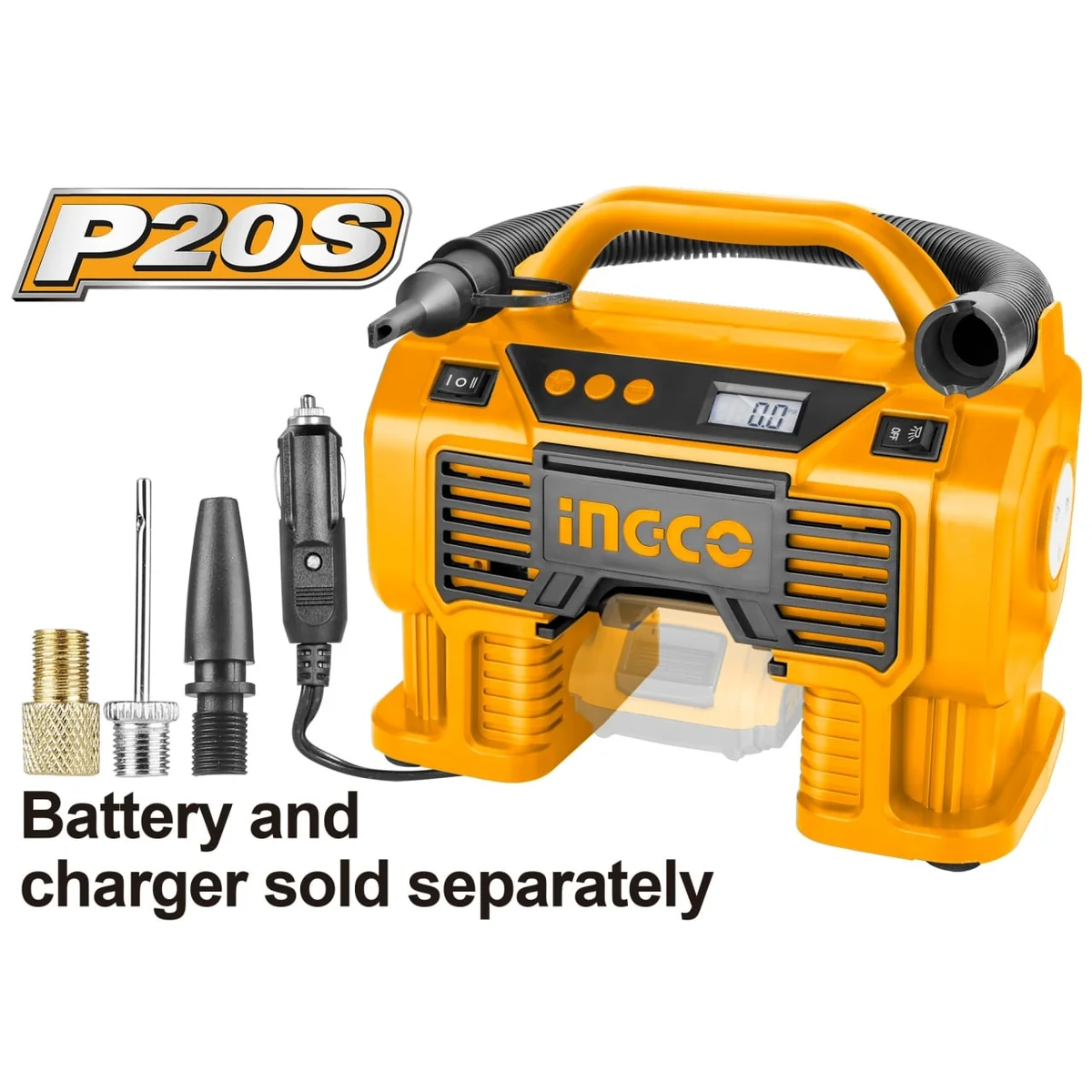 Compresor Aer Auto 20V, 4 In 1, Suflantă Și Aspirator - Fără Acumulator Ingco CACLI2002