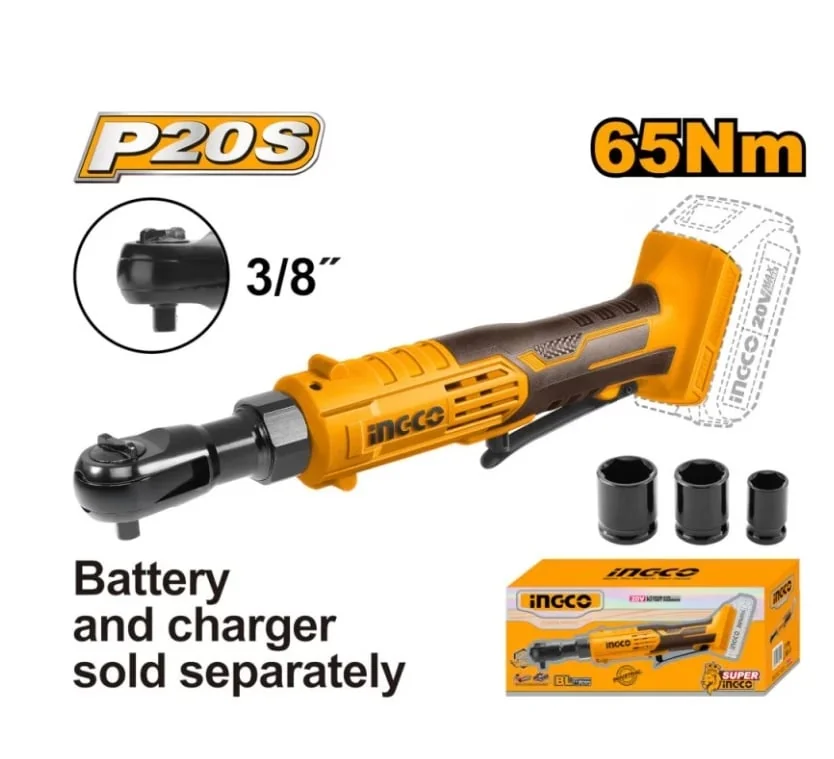 Șurubelniță Antrenor cu Clichet și Impact 3/8 20V 65Nm Fără Acumulator INGCO CDRLI2060151