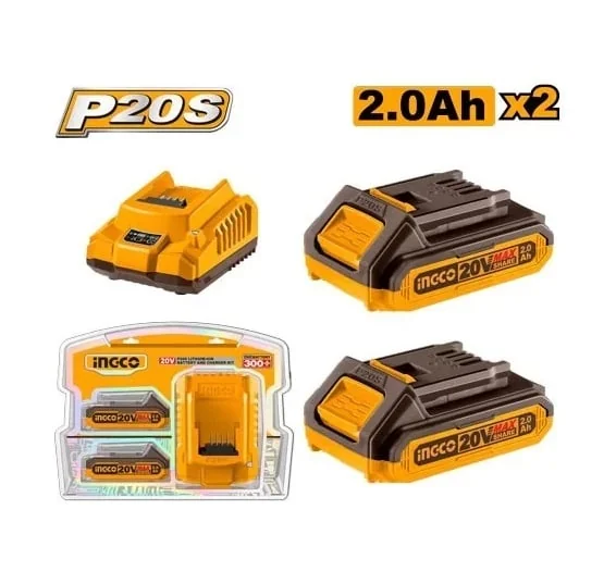 Baterie (Acumulator) 20V 2Ah Set 2 Buc Cu Incarcator P20S Ingco FBCPK1222E