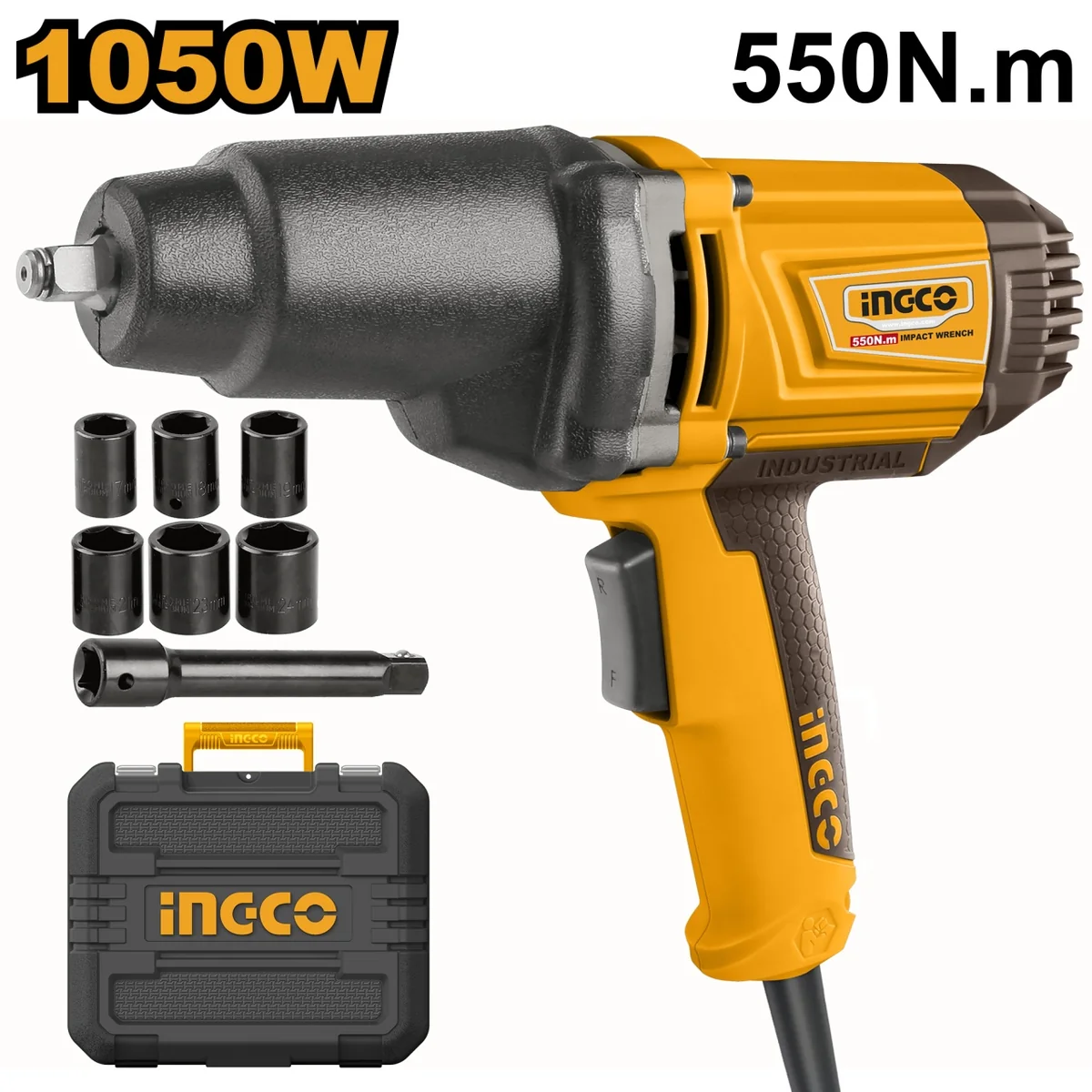 Pistol Cu Impact Electric 1050W 1/2 520Nm + Tubulare Ingco IW10508