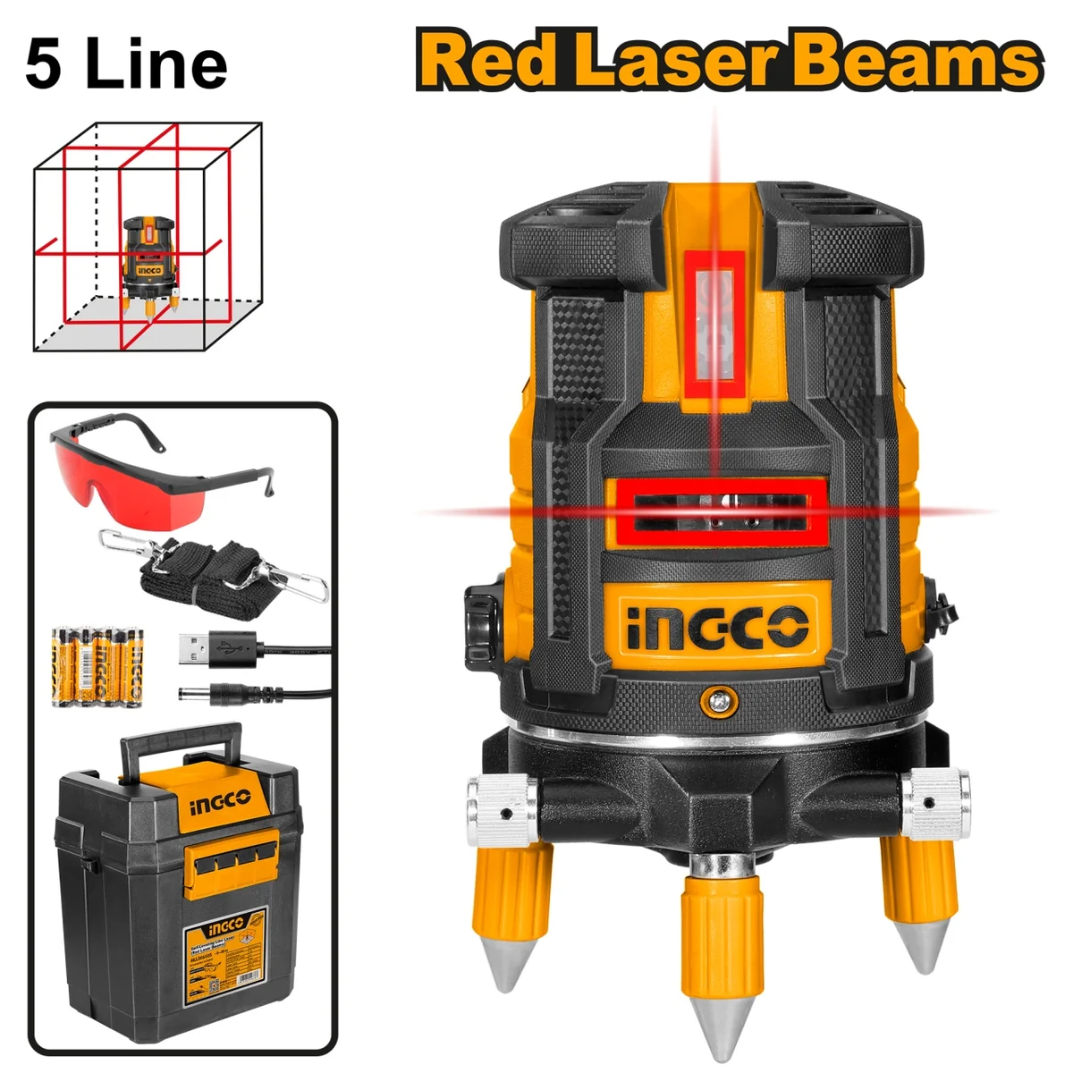 Nivelă Cu Laser Roșu Rotativă 360 Grade, 0-30, INGCO HLL306505
