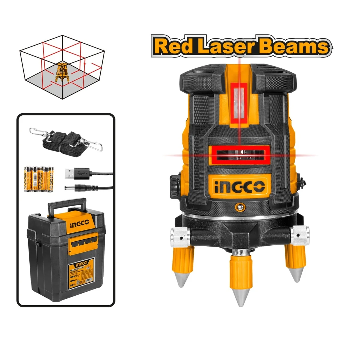 Nivelă Cu Laser Roșu Rotativă 360 Grade, 0-30, INGCO HLL306505
