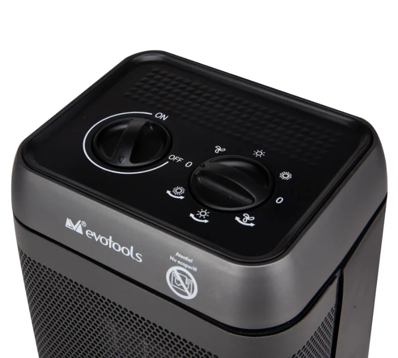 Aeroterma Electrica 1500W Rotire 90° Cu Rezistenta Ceramica, 110 m³/h, 3 Trepte, Evotools 681915