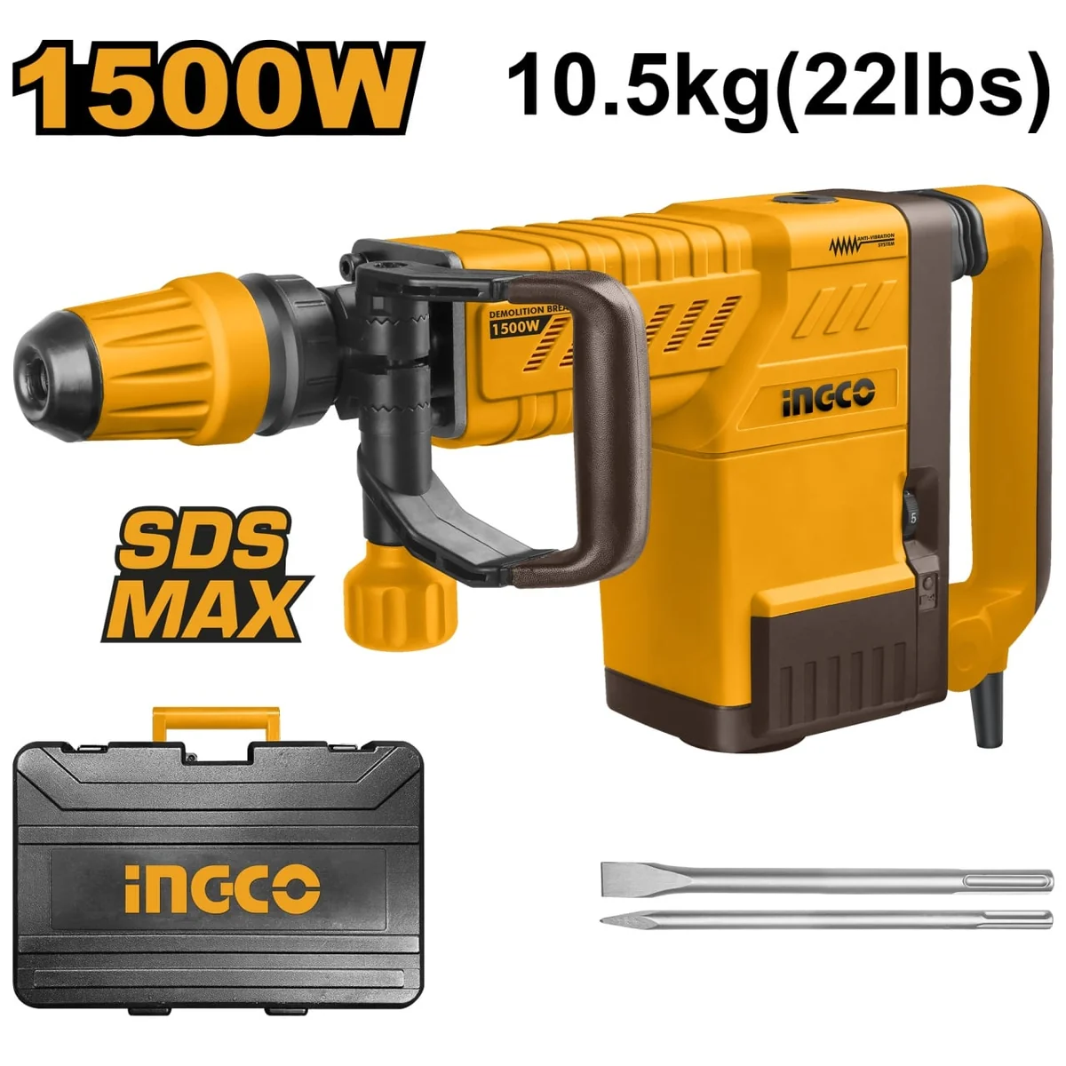 Ciocan Demolator Picamer 1500W, 25J, 1900BPM, SDS MAX Ingco PDB15006