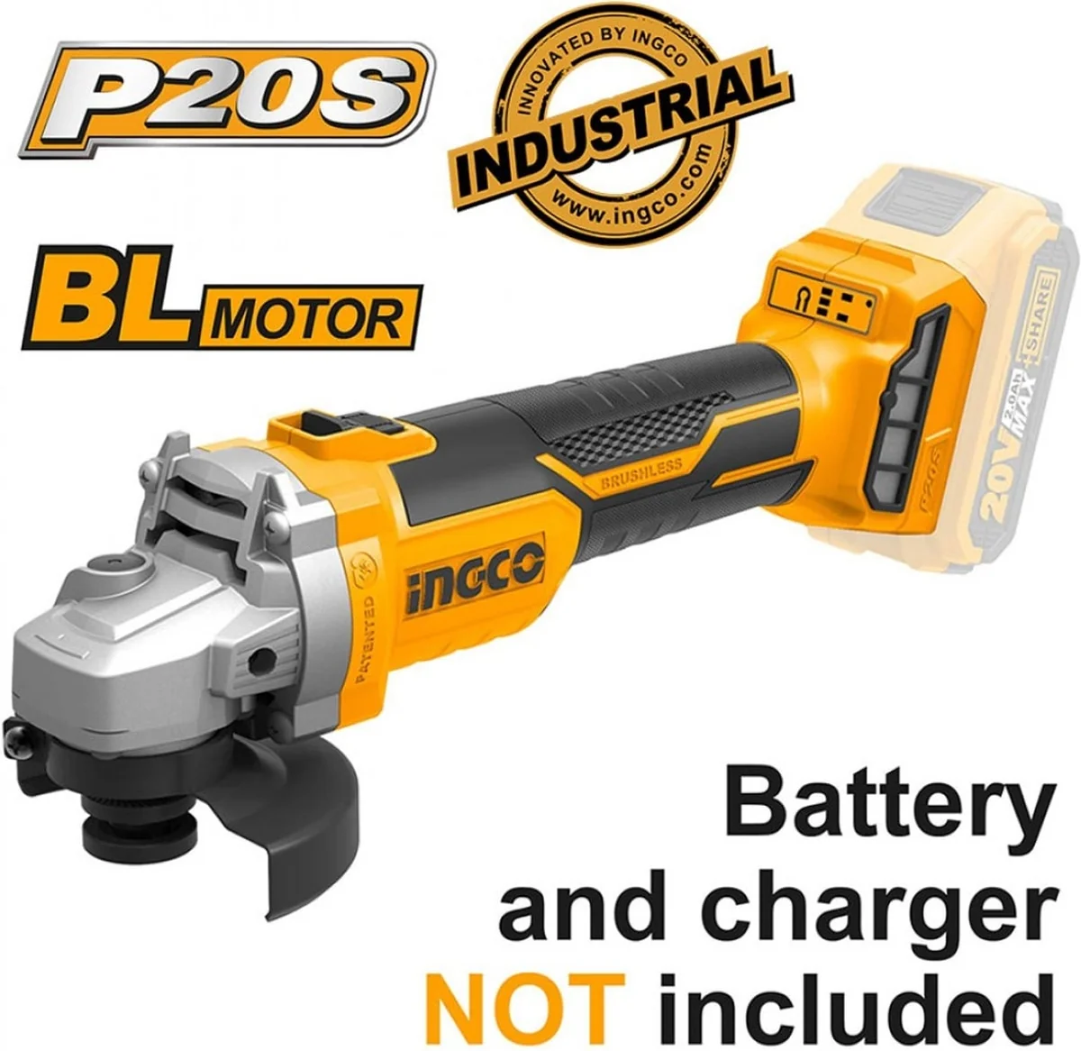 Flex Polizor Unghiular 20V 115mm, 9000rpm, Brushless Fara Acumulator Ingco CAGLI1152