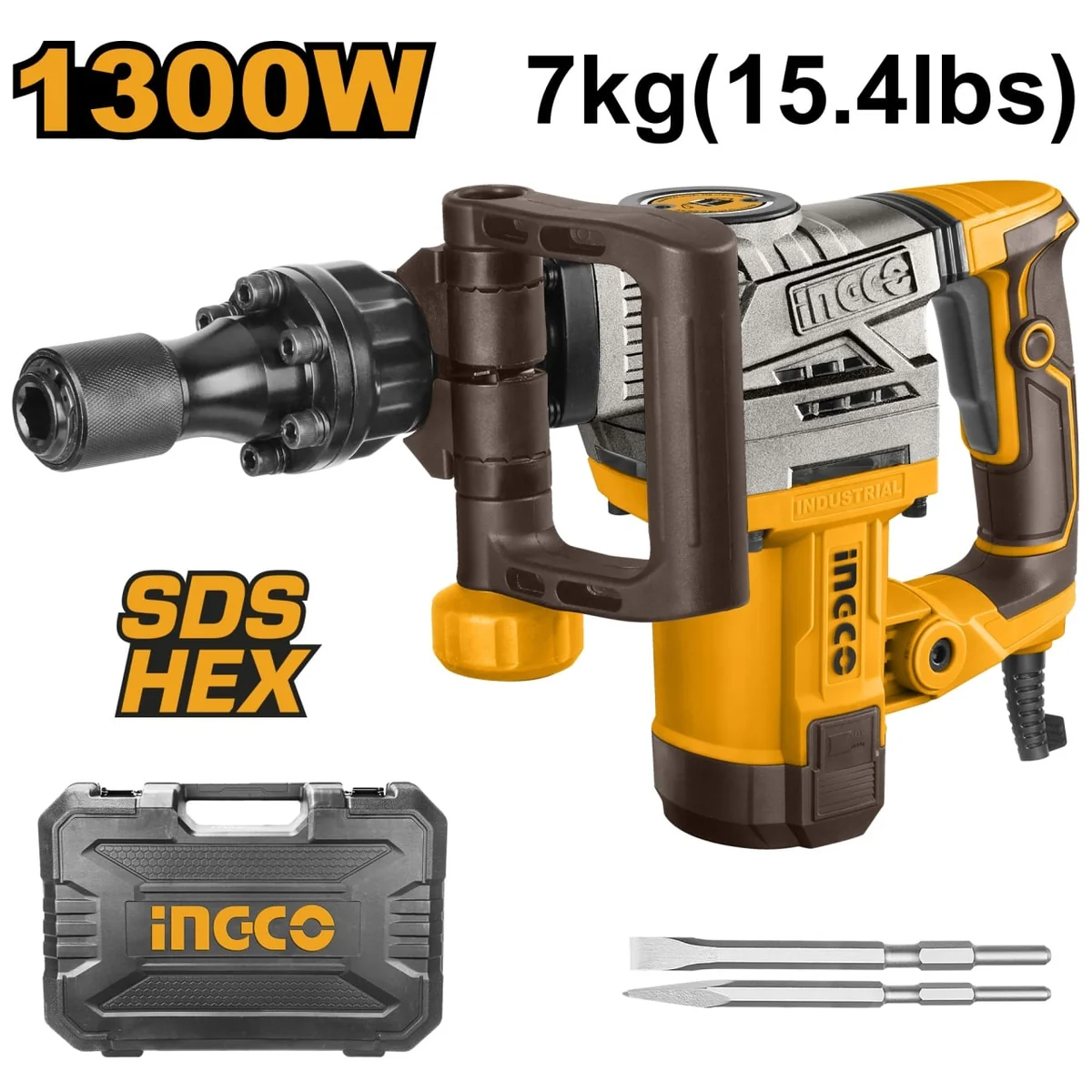 Ciocan Demolator SDS HEX 1300W, 20J, 3800BPM, Ingco PDB130018