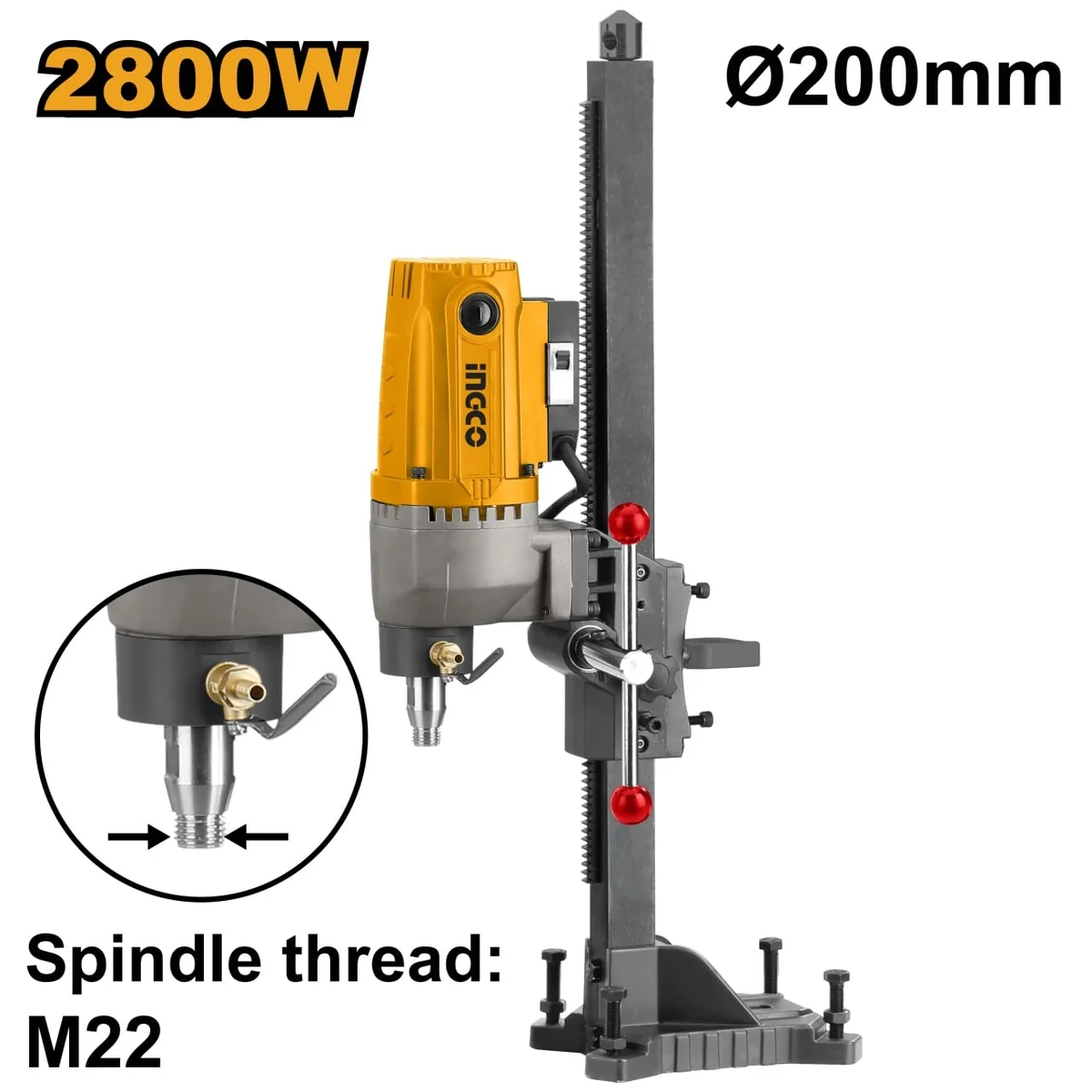 Mașină de Carotat cu Coloana 2800W, 200mm, M22 Ingco DDM28001