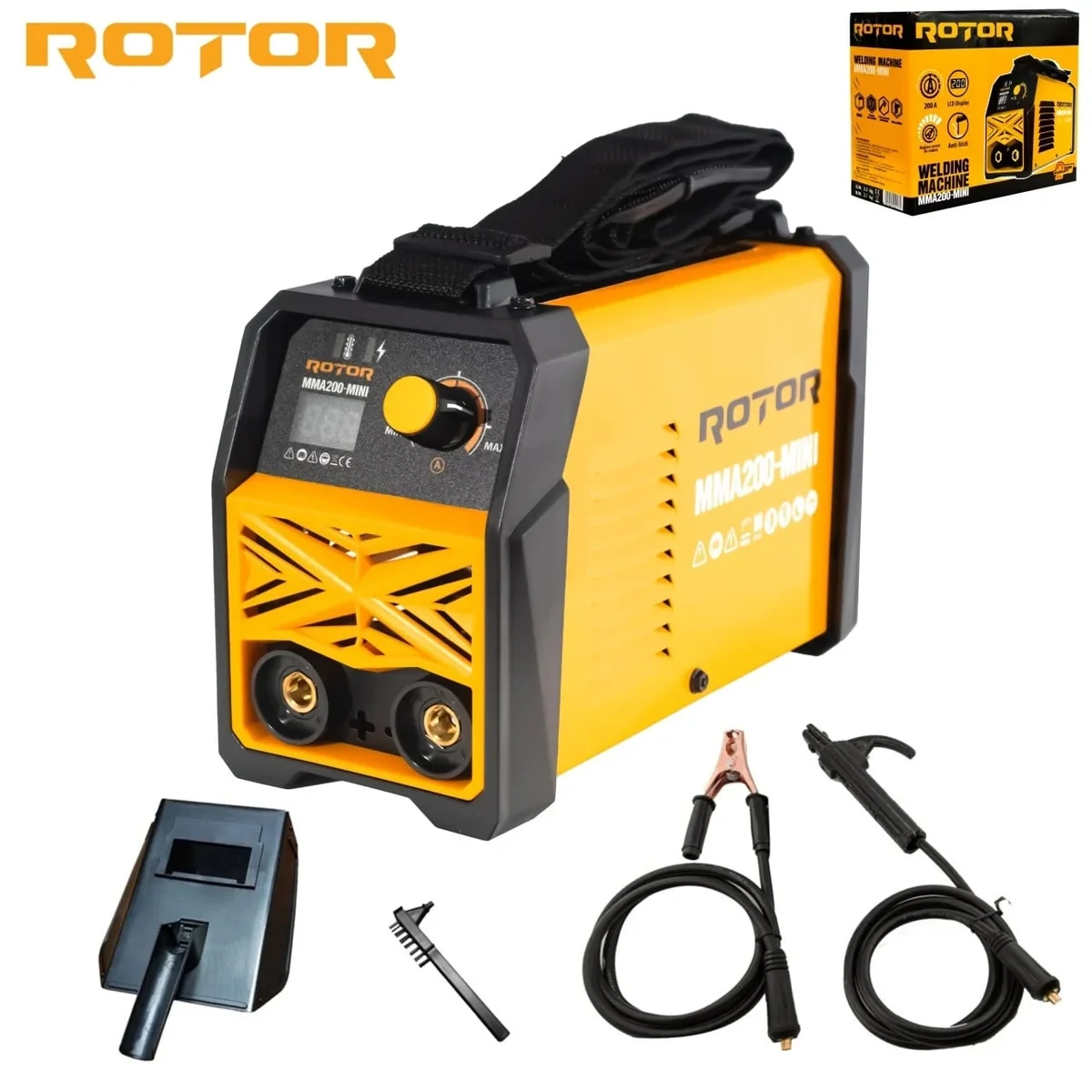 Super Pachet Aparat De Sudura LCD Color Rotor MMA200-MINI + Masca De Sudura Automata Campion CMP1310