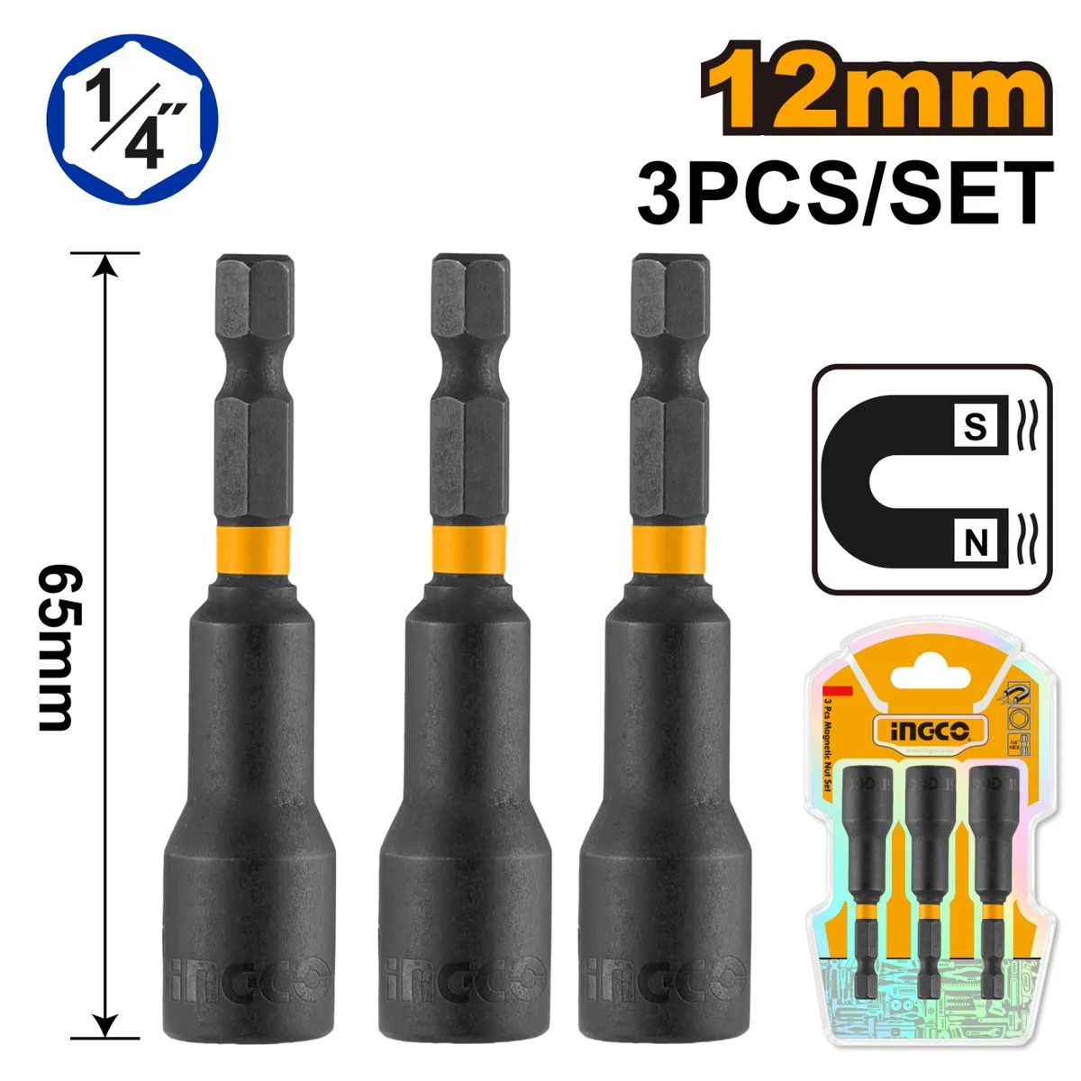 Cheie Magnetica Impact 1/4 12mm Set 3 Buc (Nou)