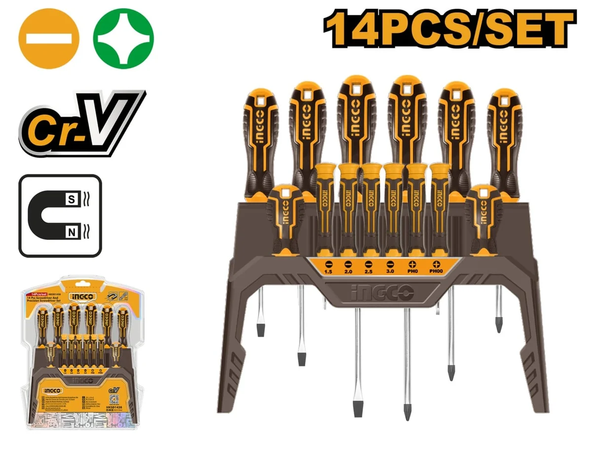 Set Trusă Șurubelnițe 14 Piese Super Select De Precizie Ingco HKSD1428