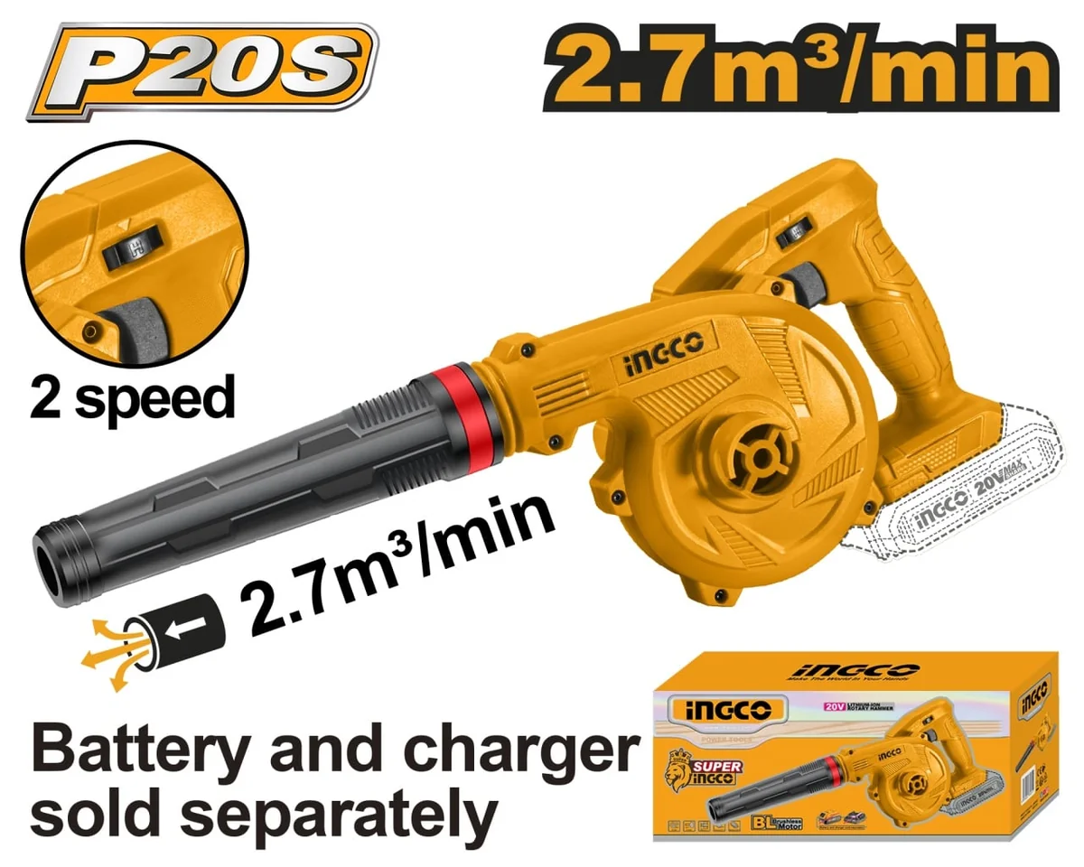 Suflanta Aer Frunze 20V Mica Tip Turbina - Fara Acumulator INGCO CABLI20018