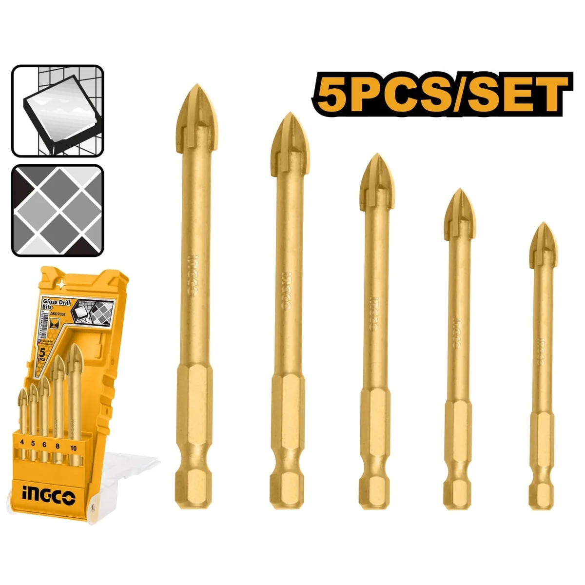 Set Burghie Ceramica Si Sticla 5Buc Ingco AKD7058