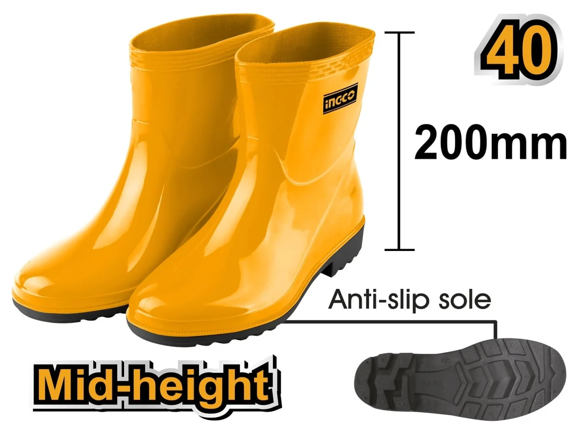 Cizme Cauciuc Galbene Scurte Marimea 43 INGCO SSH102L.43