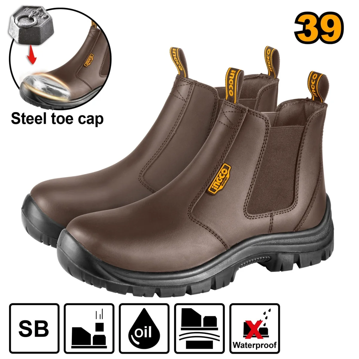 Ghete Protectie Maro Cu Vârf Metalic 44 Ingco SSH08SB.44