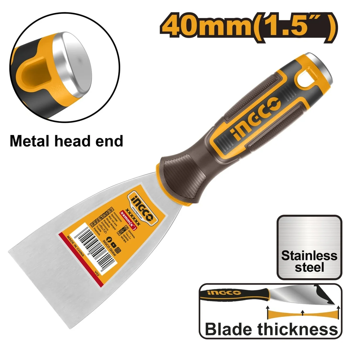 Spaclu Oțel Inoxidabil 40mm INGCO HPUT08040