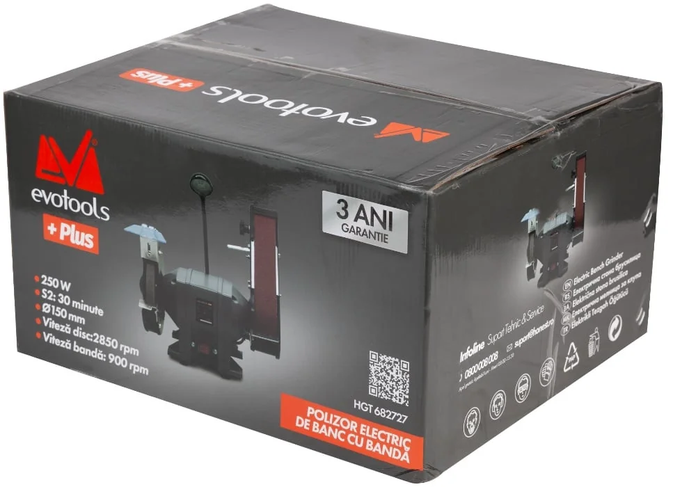 Polizor De Banc Cu Banda 250W, 150mm, Banda: 686x50mm, 2800Rpm, Evotools Plus 682727