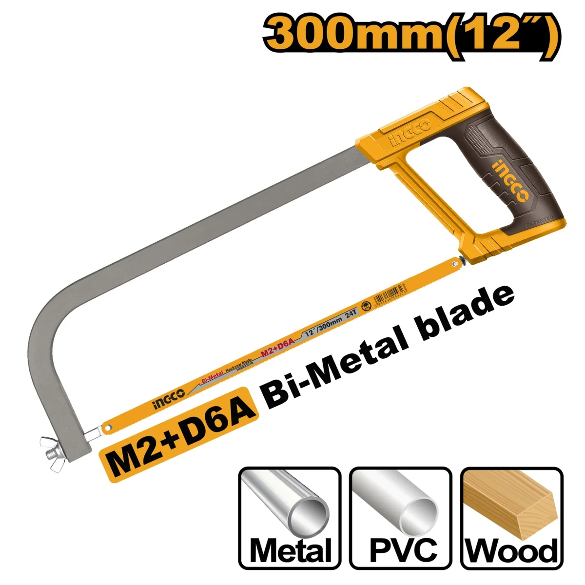 Fierăstrău Metal 30 Cm (Bomfaier) Mâner Cauciucat INGCO HHFS3068