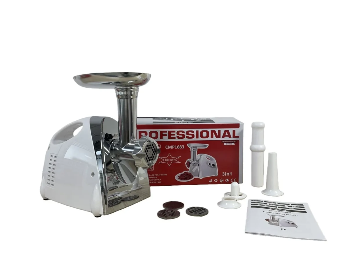 Masina De Tocat Carne Electrica 3000W, *3 In 1*, Carne, Carnati, Chiftele, 3 Site Inox, PROFESSIONAL Campion CMP1683