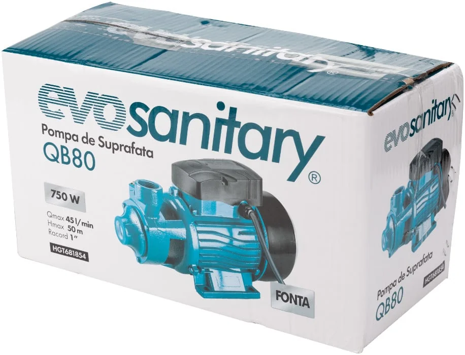 Pompa Apa De Suprafata QB80, 750W, FONTA, 50M Inaltime, 45L/Min, IP54 – Evotools 681854