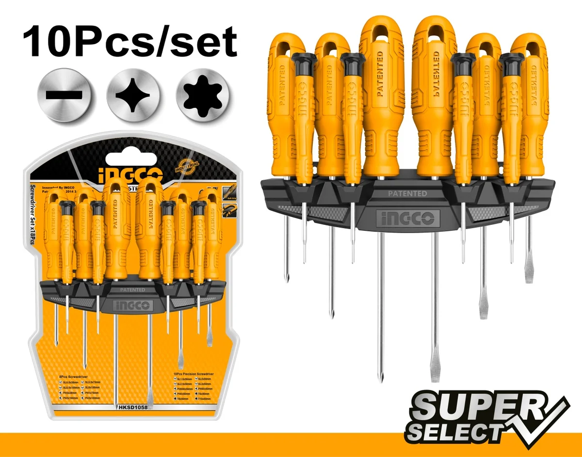 Surubelnite Cu Suport 10pcs INGCO HKSD1058