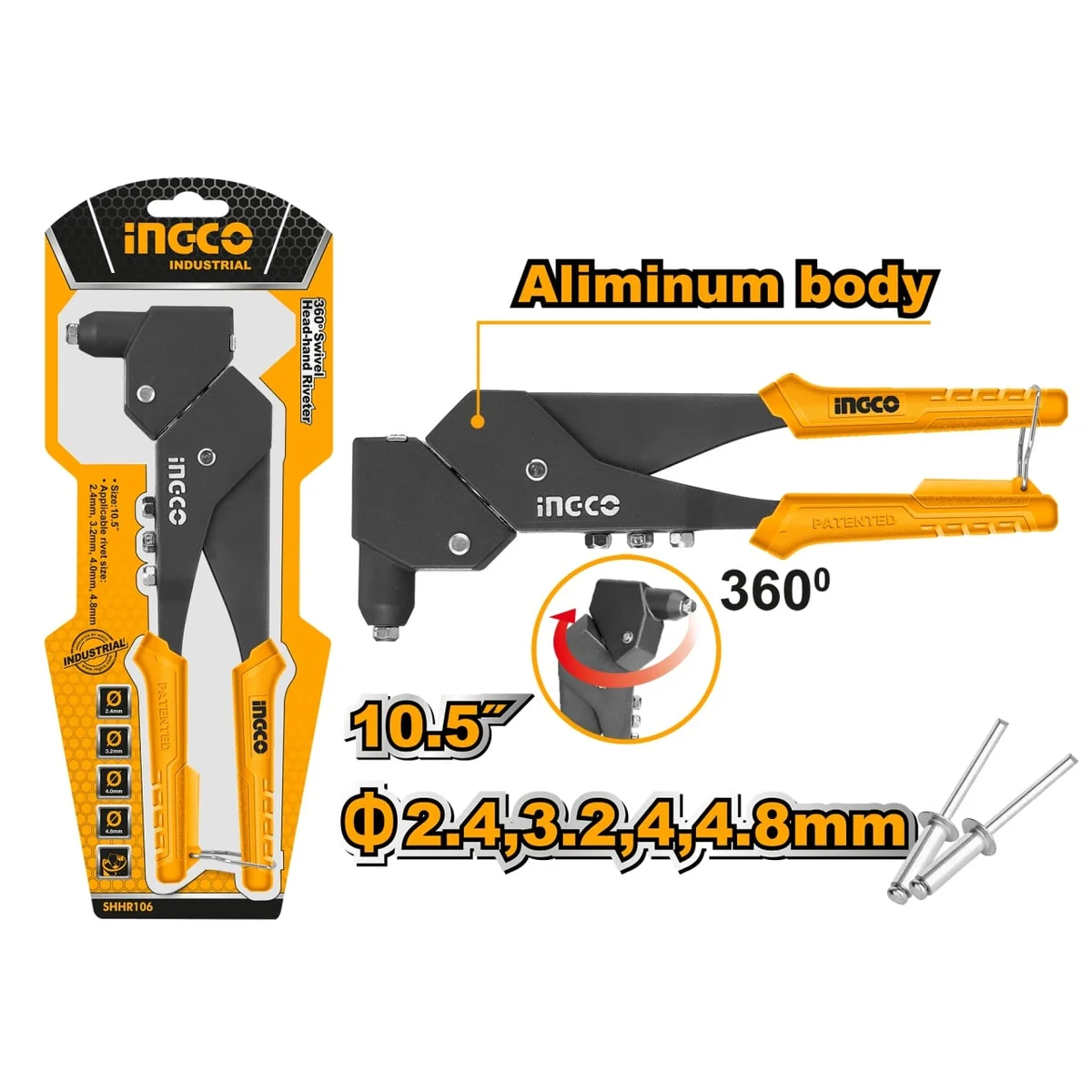 Cleste Popnituri 10.5 Cap Rotativ INGCO SHHR106