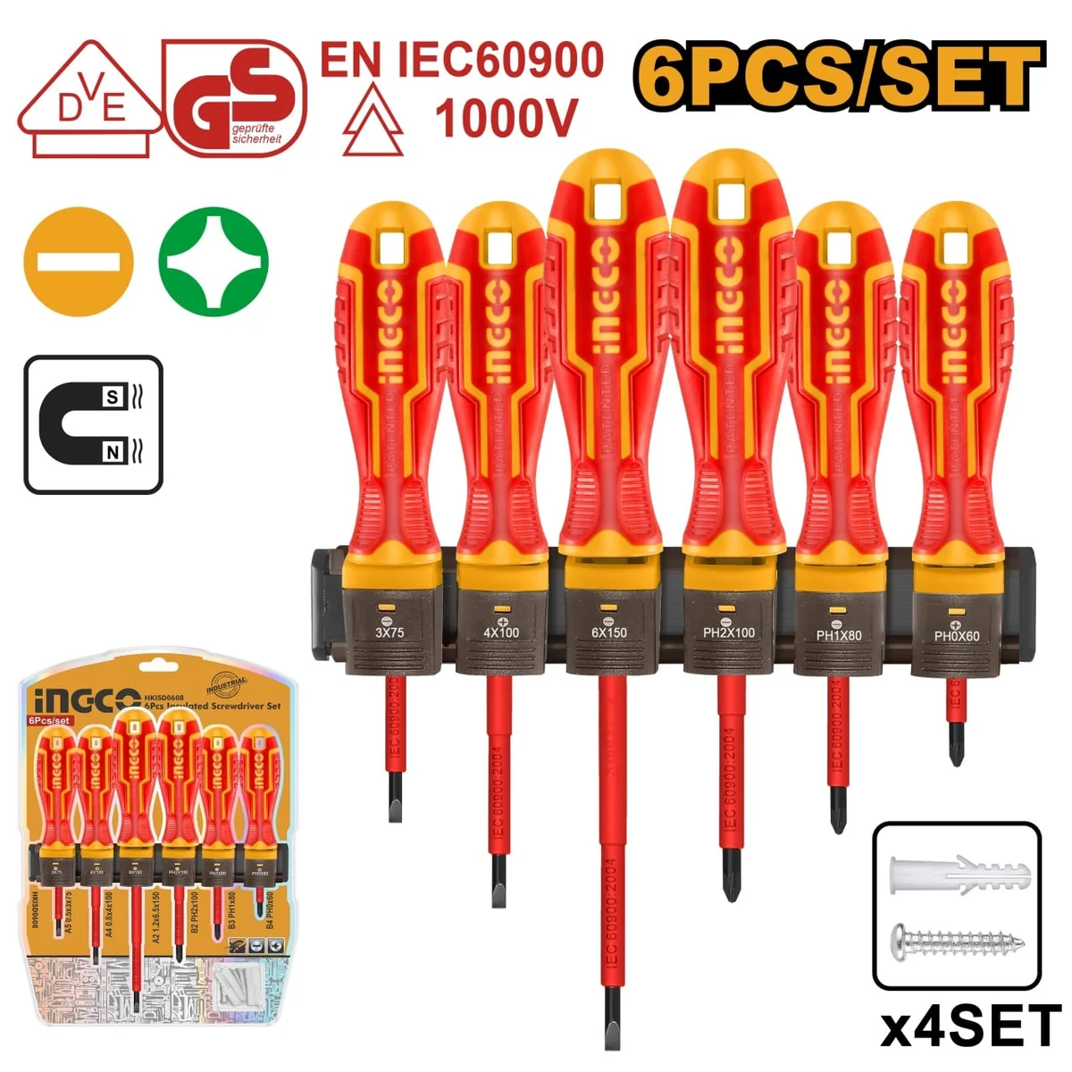Surubelnite Electricieni 6pcs INGCO HKISD0608