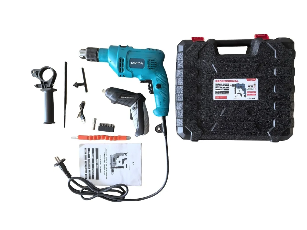 Masina De Gaurit Bormasina Cu Percutie + Surubelnita Electrica, 35 Piese, Valiza, Campion CMP1651