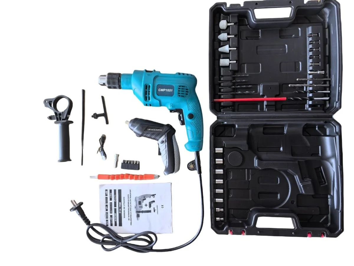 Masina De Gaurit Bormasina Cu Percutie + Surubelnita Electrica, 35 Piese, Valiza, Campion CMP1651