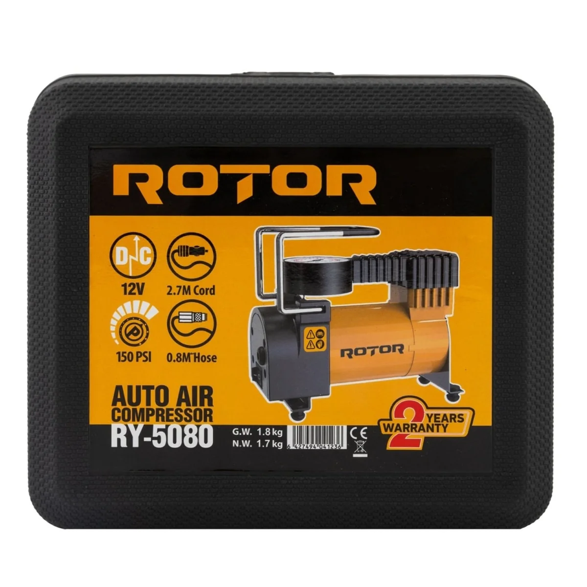 Compresor Auto Cu Manometru, 10 Bar, 150 Psi, 30 L/Min, 12V, Rotor RY-5080