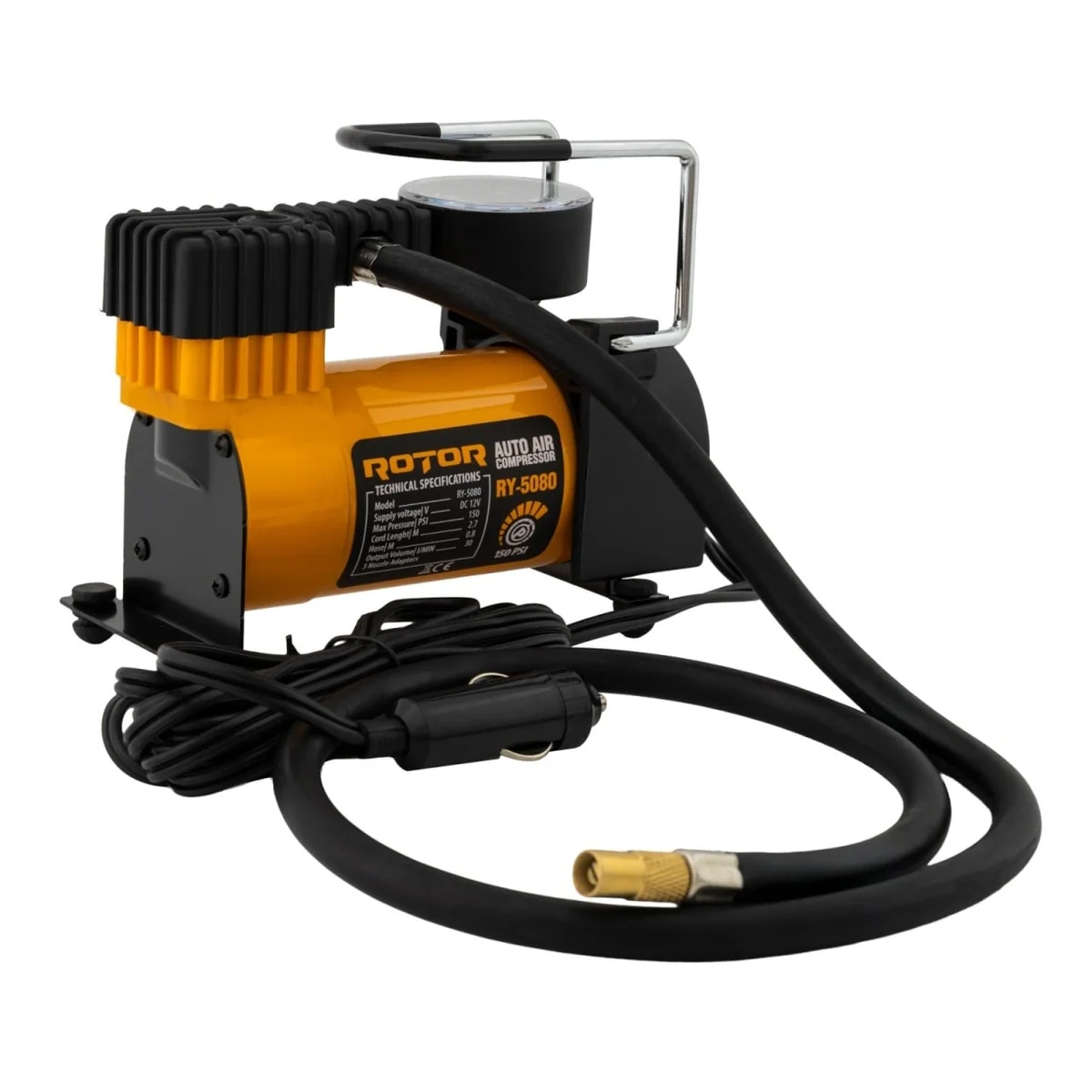 Compresor Auto Cu Manometru, 10 Bar, 150 Psi, 30 L/Min, 12V, Rotor RY-5080