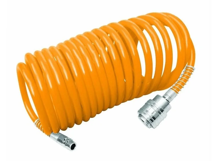 Furtun Spiralat Aer 5m Ingco Ah1051 – Polietilena Flexibilă, Presiune Maximă 12 Bari, Cuplaj Rapid 1/4”