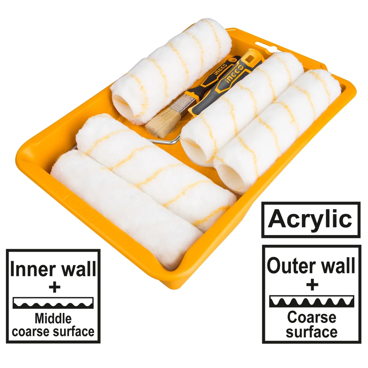 Set Trafaleti Cu Pensula Tava Interior/Exterior 8buc Ingco HKTCB83230083