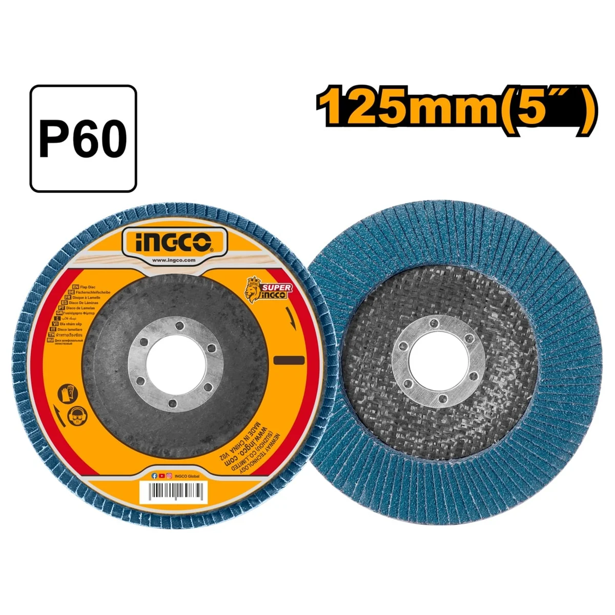 Disc Lamelar Slefuit 125mm Albastru P80 INGCO FDZ1253