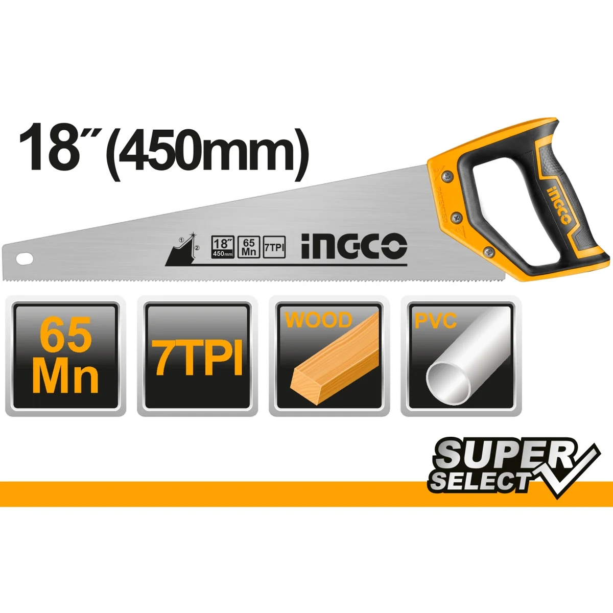 Fierastrau Manual Cu Maner Plastic 45 Cm Super Select INGCO HHAS15450